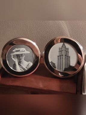 Restoration Hardware Pair of Round Silver Tone Picture Frames